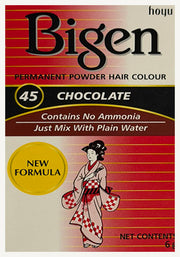 Bigen Permanent Powder Hair Colour No Ammonia 45 Chocolate