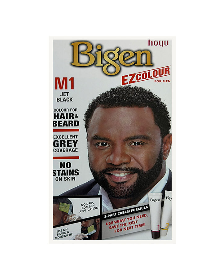 Bigen Men's EZ Colour Hair & Beard No Stains On Skin M1 Jet Black