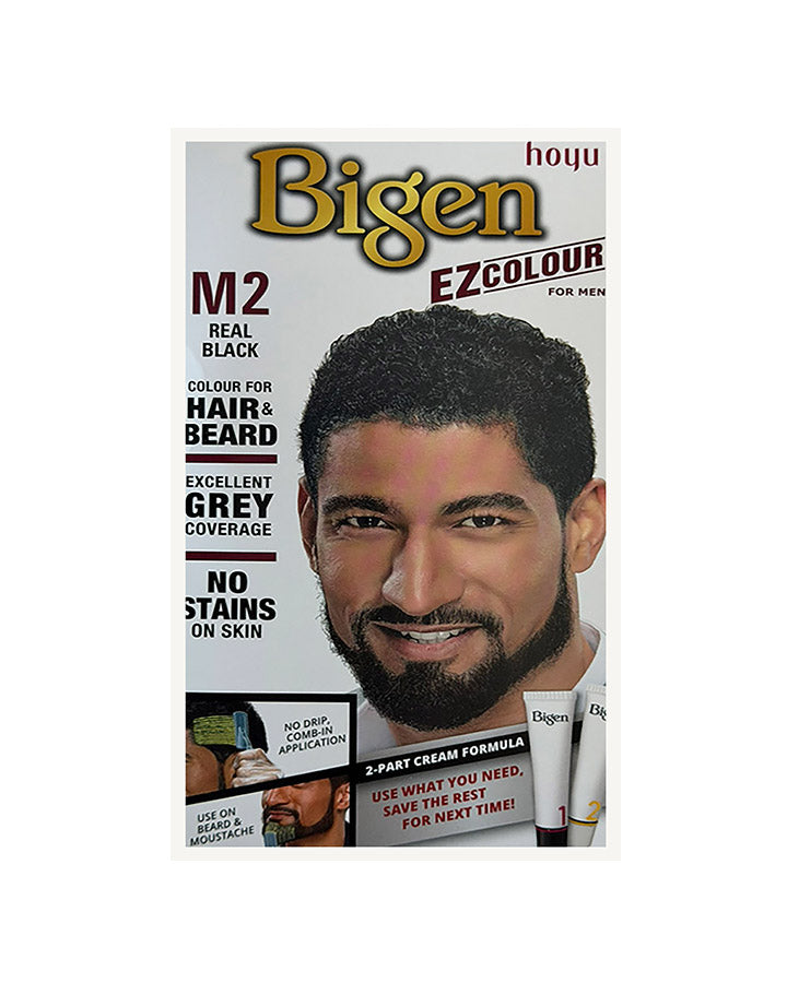 Bigen Men's EZ Colour Hair & Beard No Stains On Skin M2 Real Black