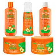 Cantu Avocado Haircare Gift Set Shampoo 13.5oz + Conditioner 1305oz + Hair Mousse 8.4oz + Curling Cream 12oz and Repair Leave in Cream 12oz