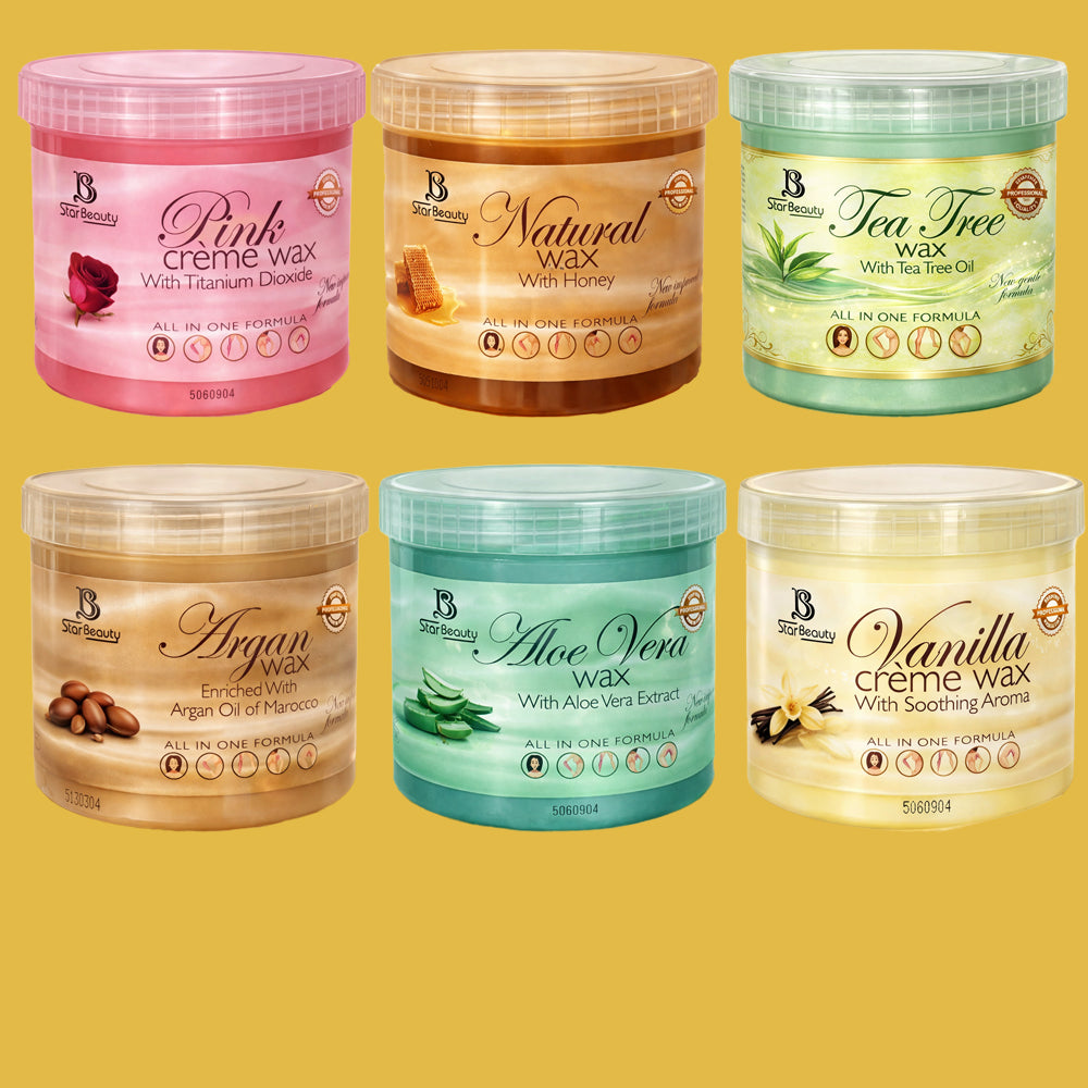 Star Beauty Body wax&nbsp Gift Set Vanilla Creme- Aloe Vera -Tea Tree -Honey -Arrgan and Pink All in one Formula 450g